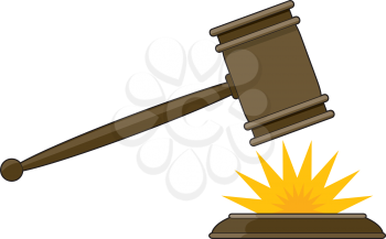 Royalty Free Clipart Image of a Judge's Gavel Hitting the Base With a Star Impace