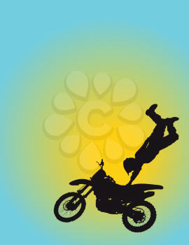 Royalty Free Clipart Image of a Young Man Doing Flips on a Bike