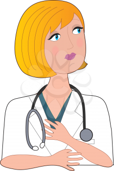 Royalty Free Clipart Image of a Woman Wearing a Stethoscope