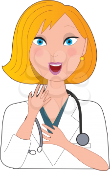 Royalty Free Clipart Image of a Surprised Nurse or Doctor