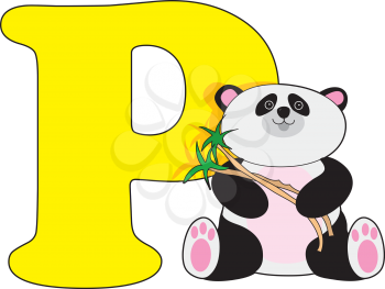 Royalty Free Clipart Image of a Panda Bear Beside a P