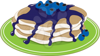 Royalty Free Clipart Image of Pancakes With Blueberries
