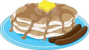 Royalty Free Clipart Image of a Pancakes and Sausage