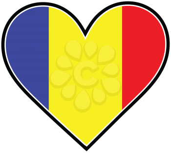 Royalty Free Clipart Image of a Heart With a Romanian Flag