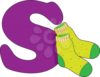 Royalty Free Clipart Image of Socks Beside an S