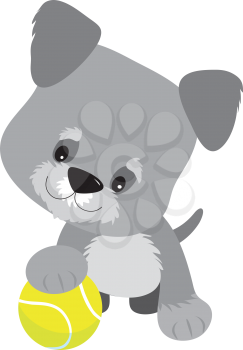 Royalty Free Clipart Image of a Schnauzer Puppy With a Ball
