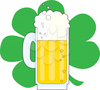 Royalty Free Clipart Image of a Mug of Beer on a Shamrock