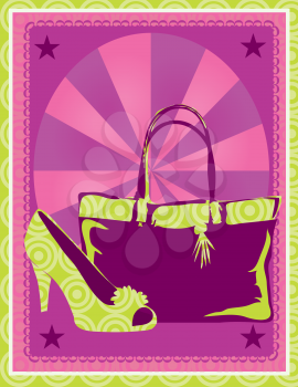 Royalty Free Clipart Image of a Handbag and Shoe
