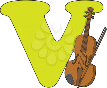 Royalty Free Clipart Image of a V With a Violin