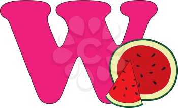 Royalty Free Clipart Image of a W With Watermelon