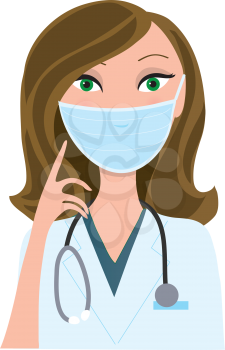 Royalty Free Clipart Image of a Nurse in a Surgical Mask