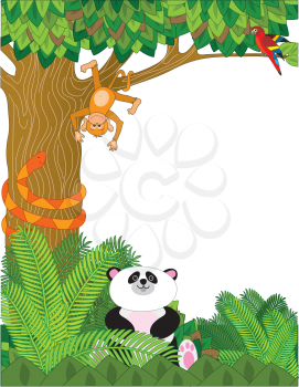 Royalty Free Clipart Image of a Nature Border With Wild Animals