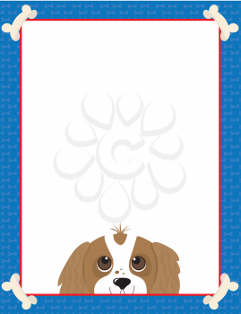 A frame or border featuring the face of a Cavalier King Charles Spaniel 