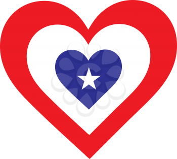 Royalty Free Clipart Image of a Heart With a Blue Heart and Star in the Centre