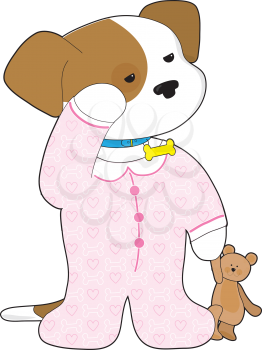 Royalty Free Clipart Image of a Sleepy Puppy