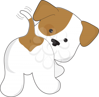Royalty Free Clipart Image of a Puppy Wagging Its Tail