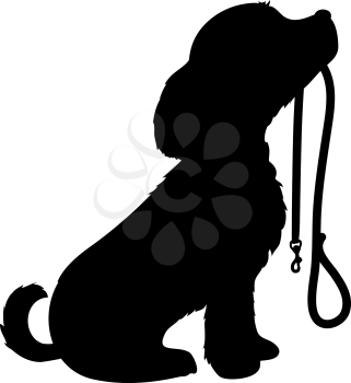 Royalty Free Clipart Image of a Dog With a Leash