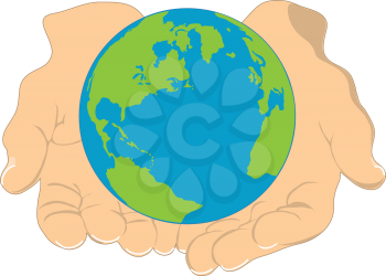 Royalty Free Clipart Image of a Globe in Hands