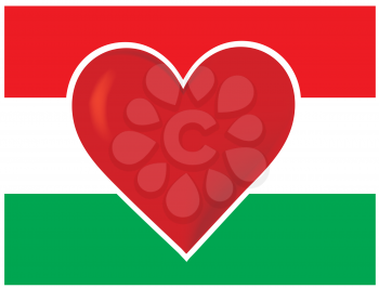 Royalty Free Clipart Image of a Heart on a Hungarian Flag