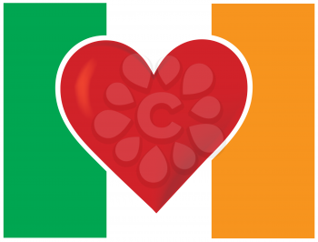 Royalty Free Clipart Image of a Heart on an Irish Flag