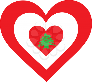 Royalty Free Clipart Image of a Heart With a Tree Inside Another Heart Symbolizing Love of Lebanon