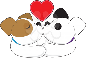 Royalty Free Clipart Image of Two Kissing Dogs