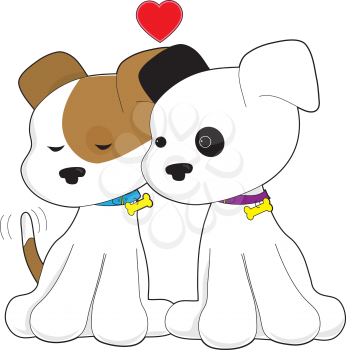 Royalty Free Clipart Image of Two Dogs in Love