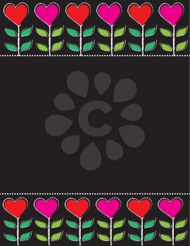 Royalty Free Clipart Image of a Black Background With Heart Borders