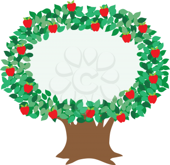 An isolated, stylized illustration of an apple tree, designed to embellish and focus attention on your message. 
