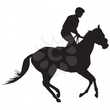 Silhouette of a jockey exercising his horse