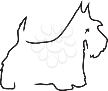 A black outline of a Scottie dog in profile.