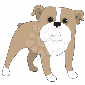 A cartoon illustration of an English Bulldog