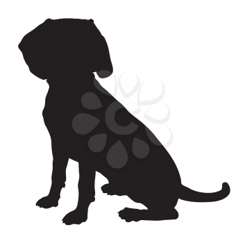 A black silhouette of a sitting Beagle puppy