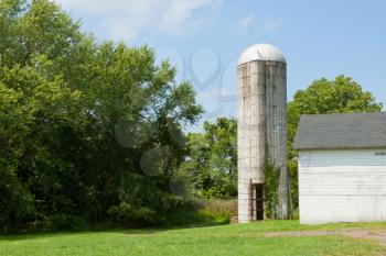 Royalty Free Photo of a Barn and Silo