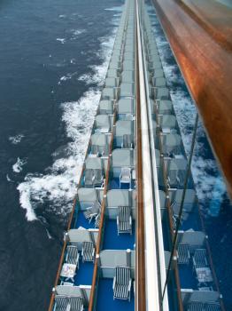 Cruise ship balconies.