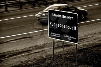 Leaving Brooklyn sign.