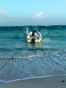 Motorboat in the caribbean sea.