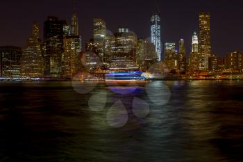 Night views of New York City, USA