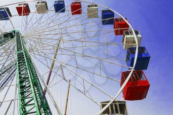 Colorful amusement park ride.