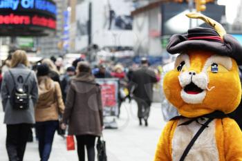 New York City, USA - March 18, 2015: Costumed street character performers on the streets of New York City on March 18, 2015. Costumed characters who pose for pictures with tourists in Times Square cou