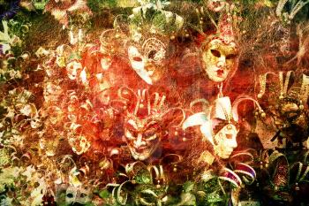 Digital art background of Venetian masks.