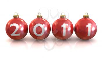 Royalty Free Clipart Image of 2011 Christmas Balls