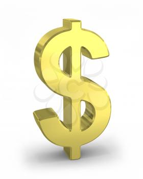Royalty Free Clipart Image of a Gold Dollar Sign