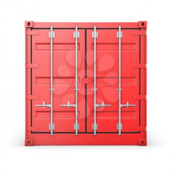 Single red container, front view, isolated on white background