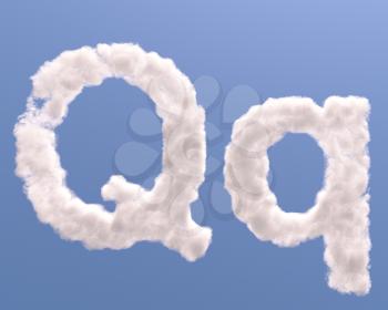 Letter Q cloud shape, isolated on white background