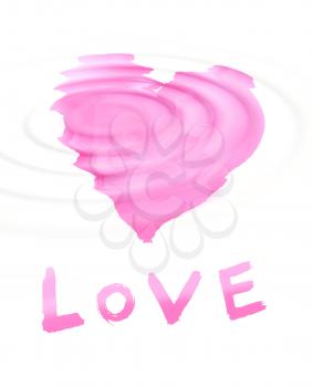 Royalty Free Clipart Image of a Pink Heart With the Word Love