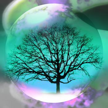 Royalty Free Clipart Image of a Tree in a Globe
