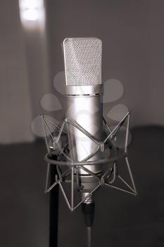 microphone in studio of sound recording