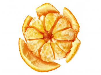 close-up of tasty mandarin (tangerine) isolated on white