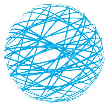Royalty Free Clipart Image of a Sphere of Blue Lines